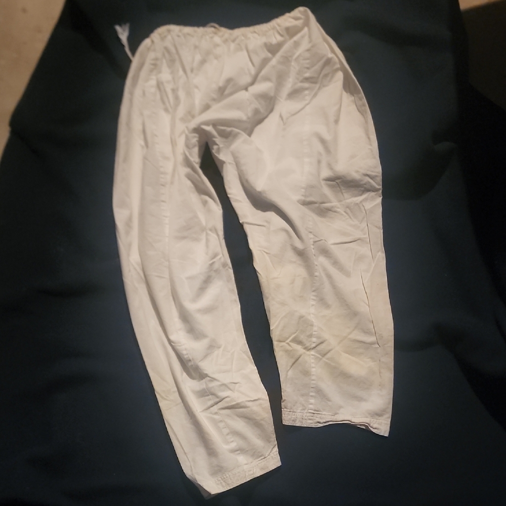 White Cotton Baggy Pants with Drawstring Waist